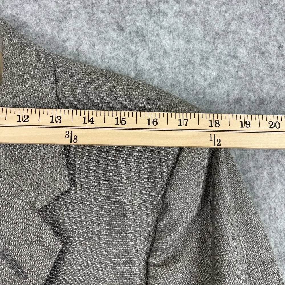 Vintage Christian Dior Monsieur Blazer Sport Coat Mens 44R Gray Taupe‎ Pinstripe